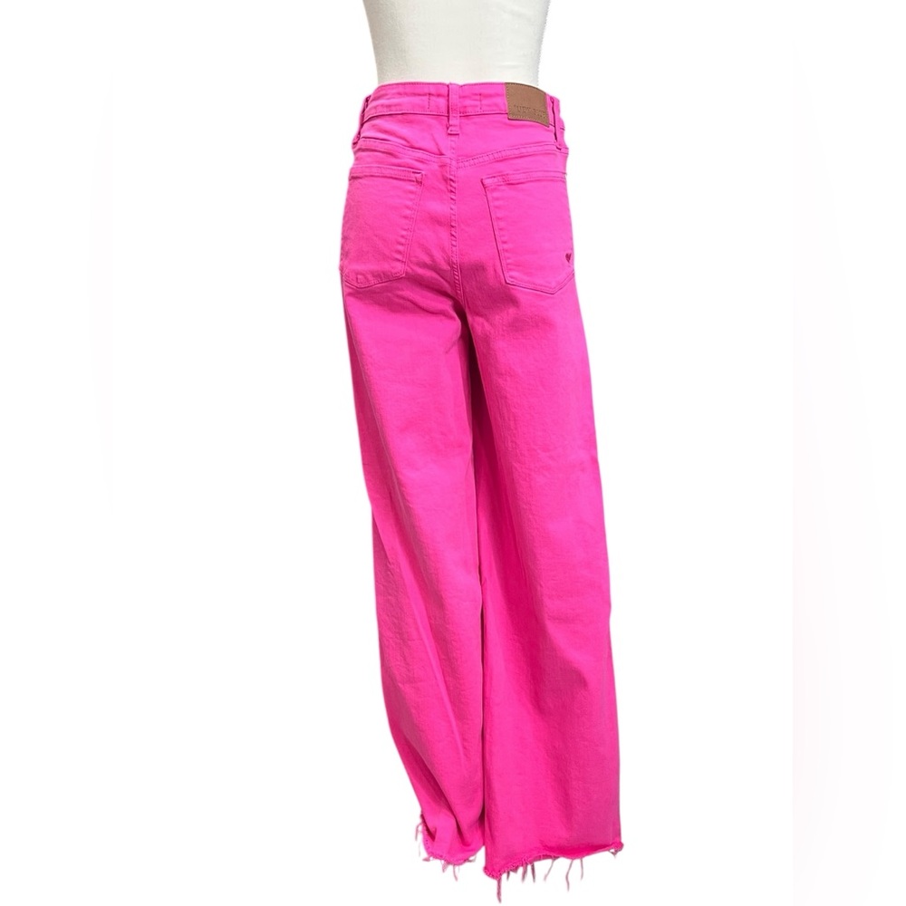 Judy Blue Magenta 90’s Straight Leg Jeans Raw Hem Size 7/28 Heart Pocket - Picture 7 of 16